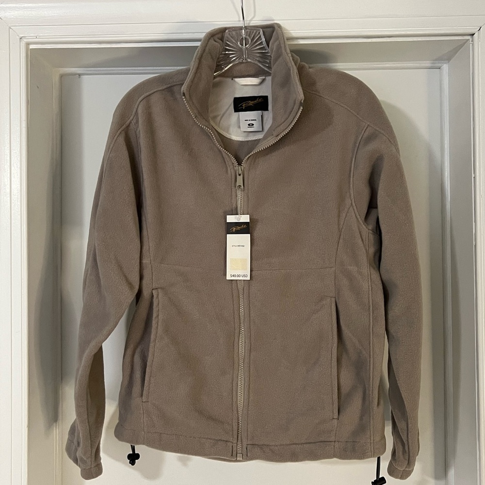 Raewiks Womens Jacket Size Medium Tan Beige Sherpa Fleece Zip Up Jacket NWT